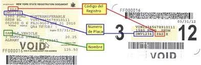 Ejemplo de registro de un carro en New York