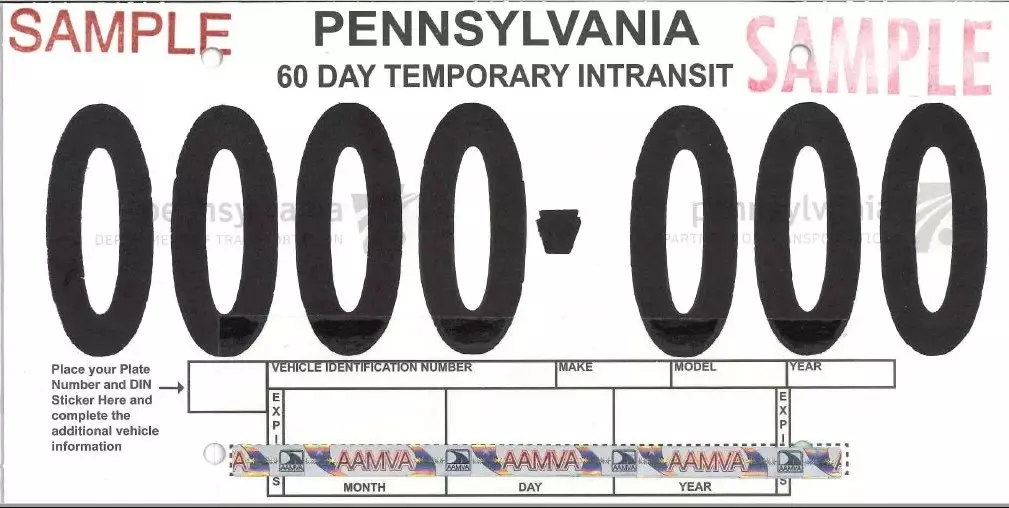 Ejemplo sencillo de placas temporales en Pennsylvania